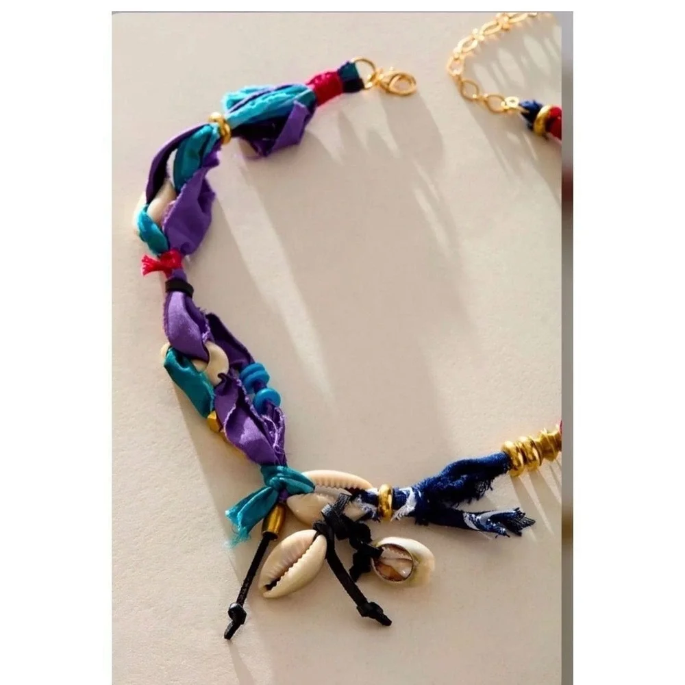 Ariana Ost Alpha Choker blue purple bohemian Fabric Necklace new feminine